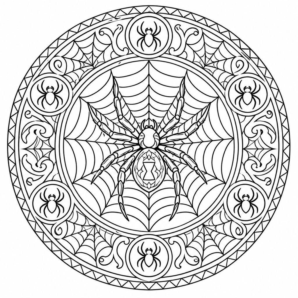 Pack 10 Mandalas Halloween à Colorier – Pages Coloriage Adulte Citrouille PNG | Téléchargement Instantané