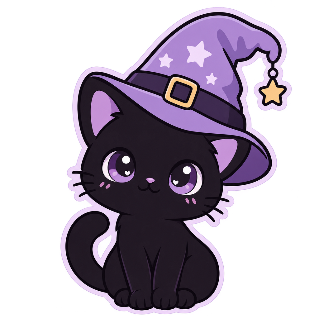 Stickers Halloween Kawaii à Imprimer – 10 PNG Téléchargement Instantané | Fantômes Citrouilles Chats