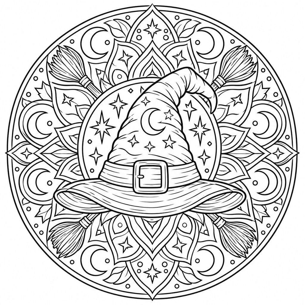 Pack 10 Mandalas Halloween à Colorier – Pages Coloriage Adulte Citrouille PNG | Téléchargement Instantané
