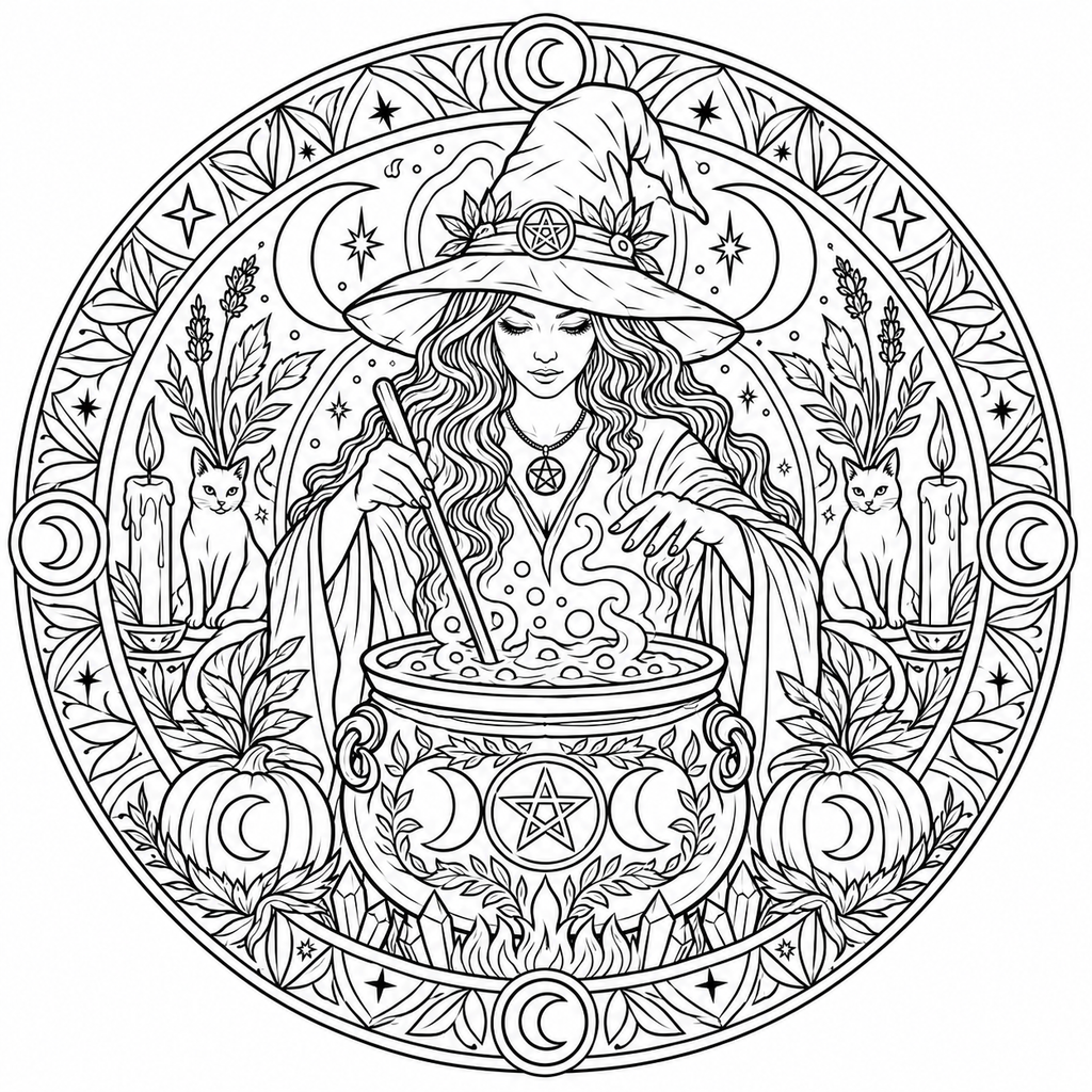 Pack 10 Mandalas Halloween à Colorier – Pages Coloriage Adulte Citrouille PNG | Téléchargement Instantané