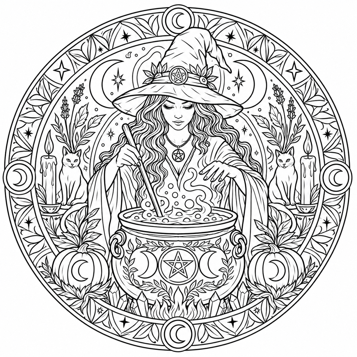 Pack 10 Mandalas Halloween à Colorier – Pages Coloriage Adulte Citrouille PNG | Téléchargement Instantané