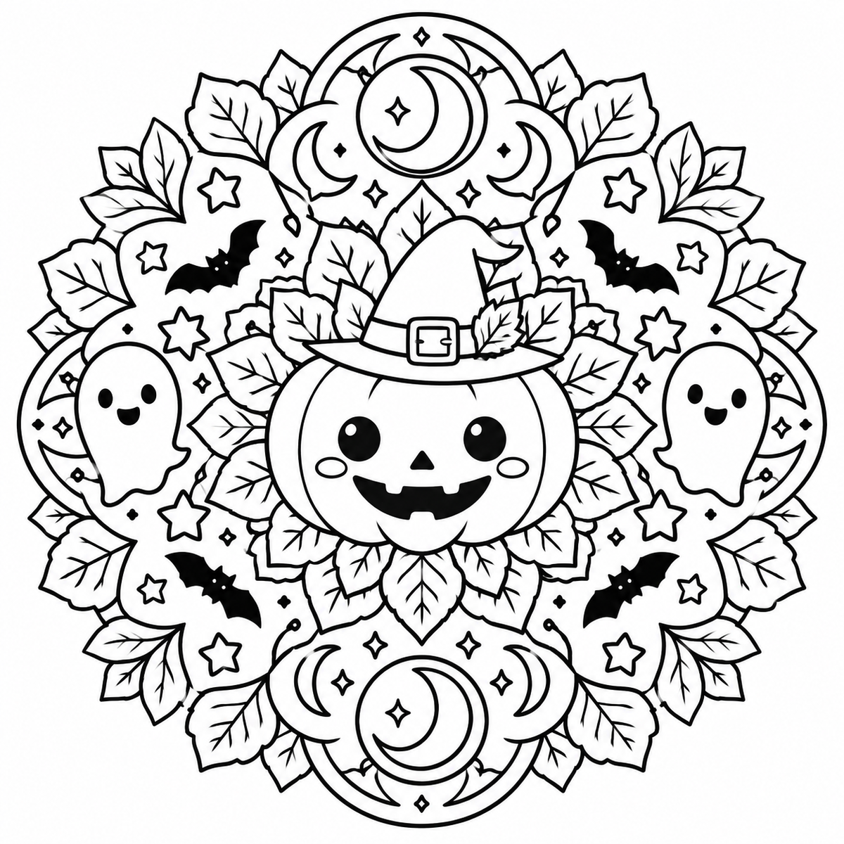 Mini Pack Halloween Gratuit – 1 Mandala + 1 Sticker Kawaii PNG | Téléchargement Instantané