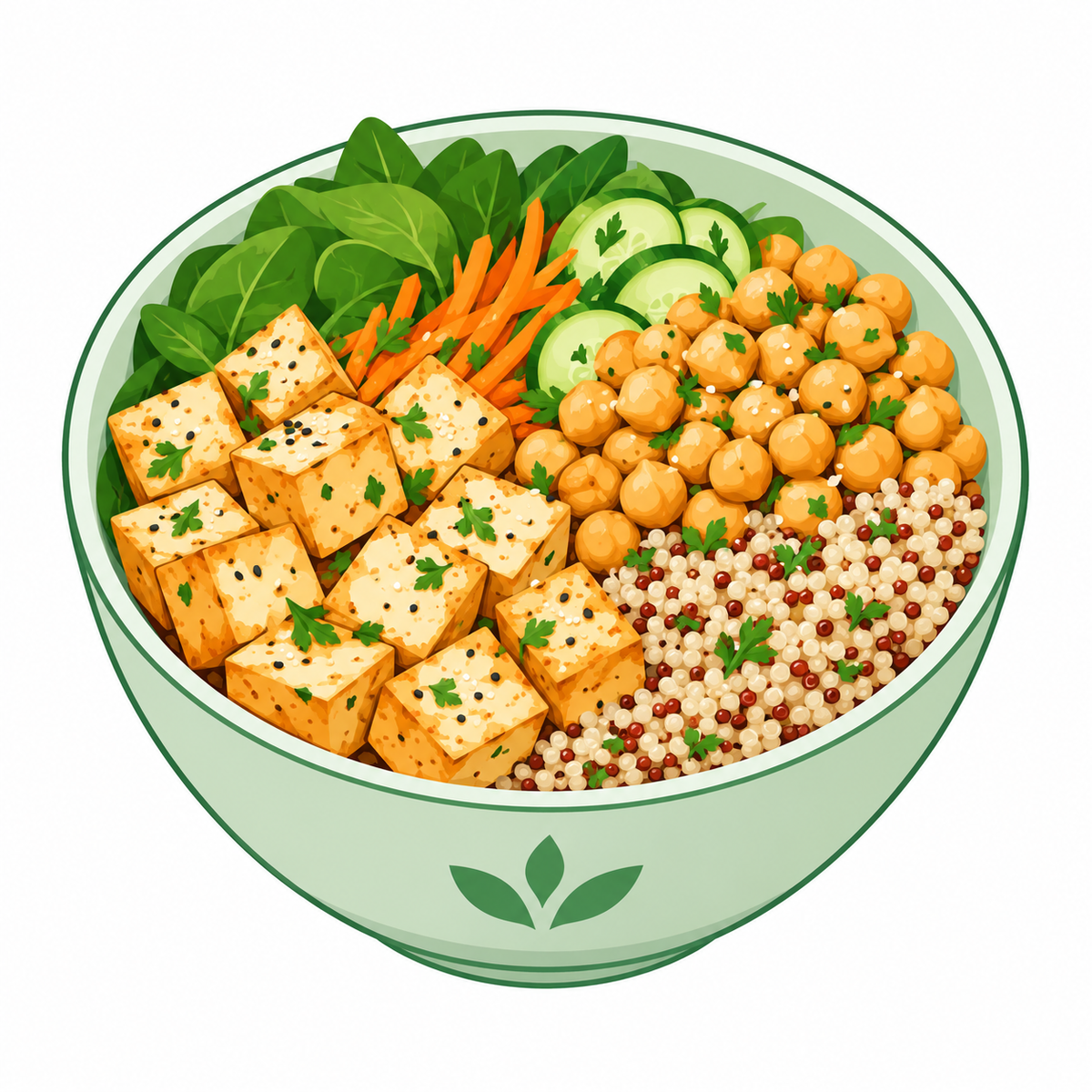 Pack Illustrations Cuisine Végétale Hyperprotéinée à Imprimer – Clipart Recettes Vegan PNG | Téléchargement Instantané
