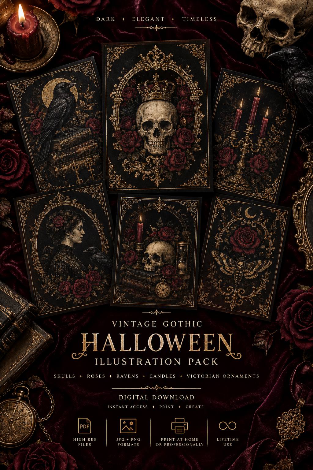 Pack Illustrations Vintage Gothique Halloween Pinterest