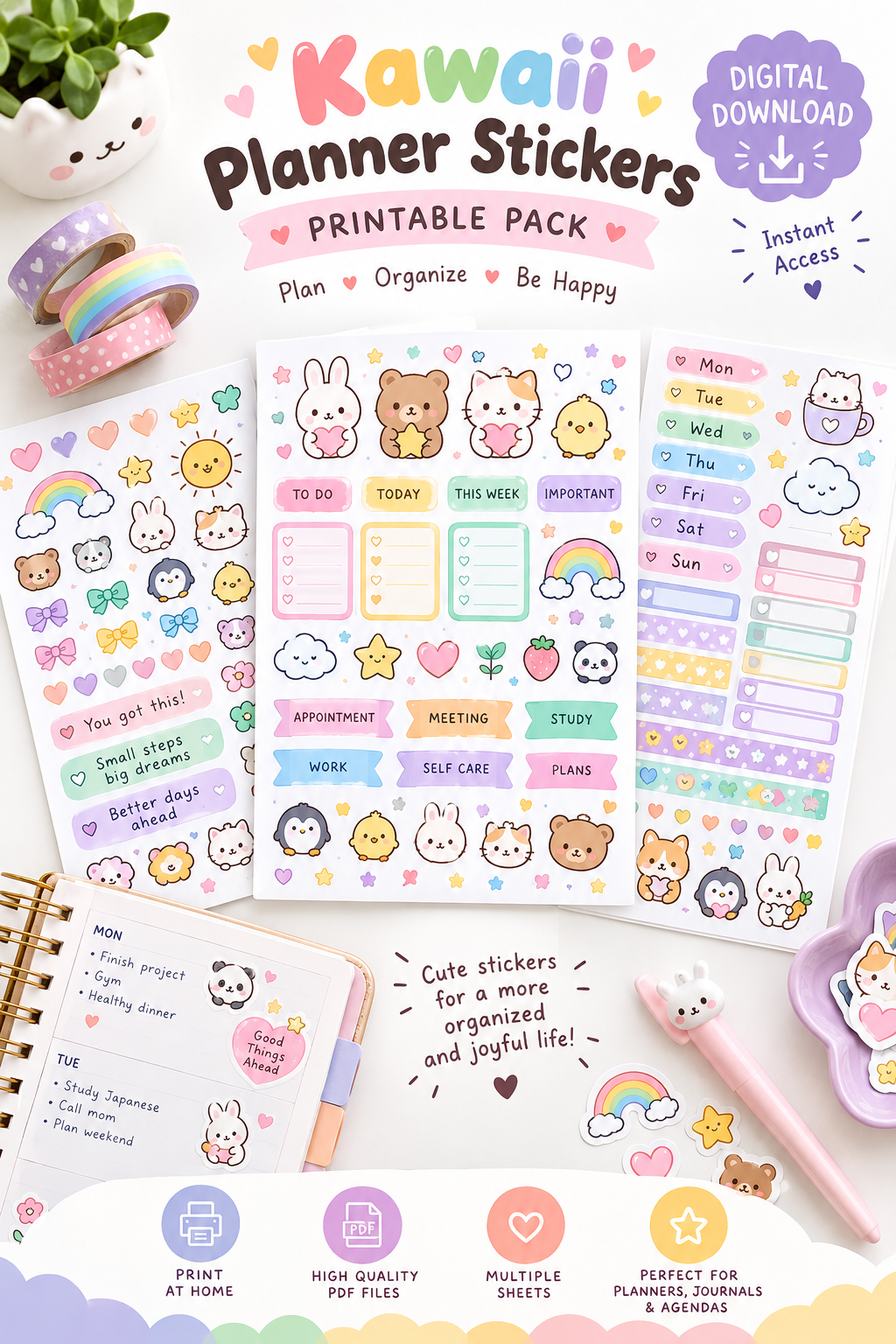 Stickers Kawaii Planner Pinterest