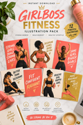 Pack Illustrations Girlboss Fitness Motivation Pinterest
