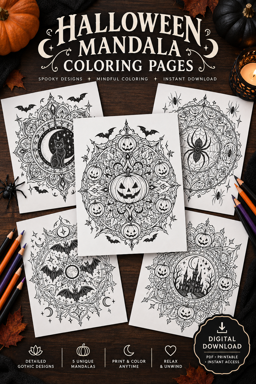 Mandalas Halloween Pinterest