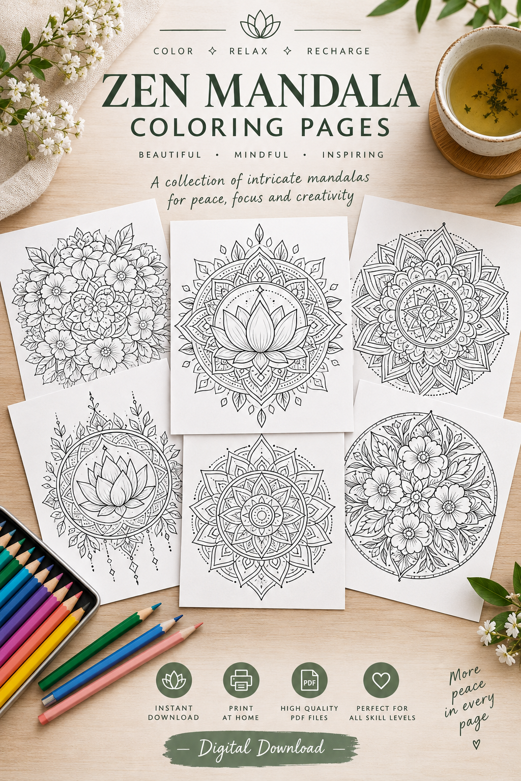 Pack 10 Mandalas Zen à Colorier Pinterest