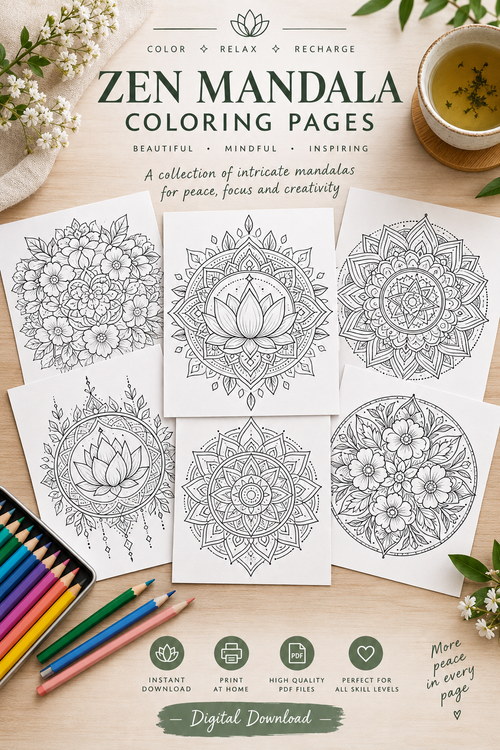 Pack 10 Mandalas Zen à Colorier Pinterest