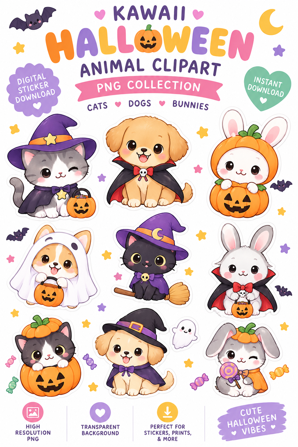 Pack Clipart Animaux Mignons Déguisés Halloween Pinterest